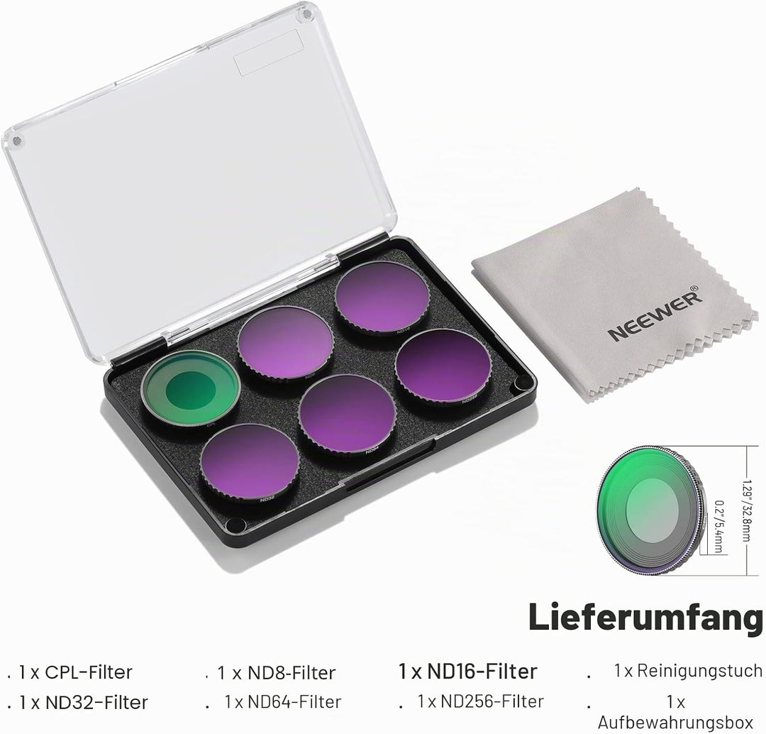 NEEWER 6er Pack ND Filter Set Kompatibel mit DJI Osmo Action 5 Pro/Action 4, Mehrfachbeschichtetes H