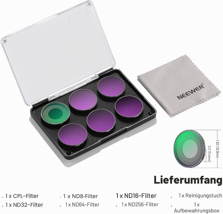 NEEWER 6er Pack ND Filter Set Kompatibel mit DJI Osmo Action 5 Pro/Action 4, Mehrfachbeschichtetes H