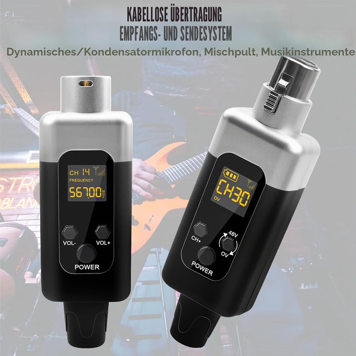 Mikrofon Sender Empfänger, Mikrofon Wireless Sender Empfänger, Tragbarer Adapter Kabelloses Funkmikr
