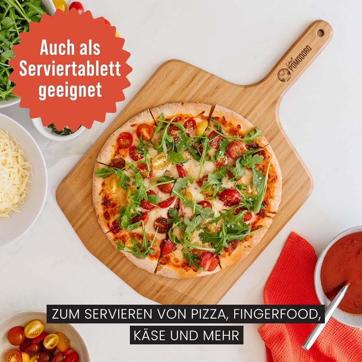 Chef Pomodoro Pizzaschieber – Pizzaschaufel – Pizzaheber aus Bambus – Pizzaschieber Holz – Pizzascha