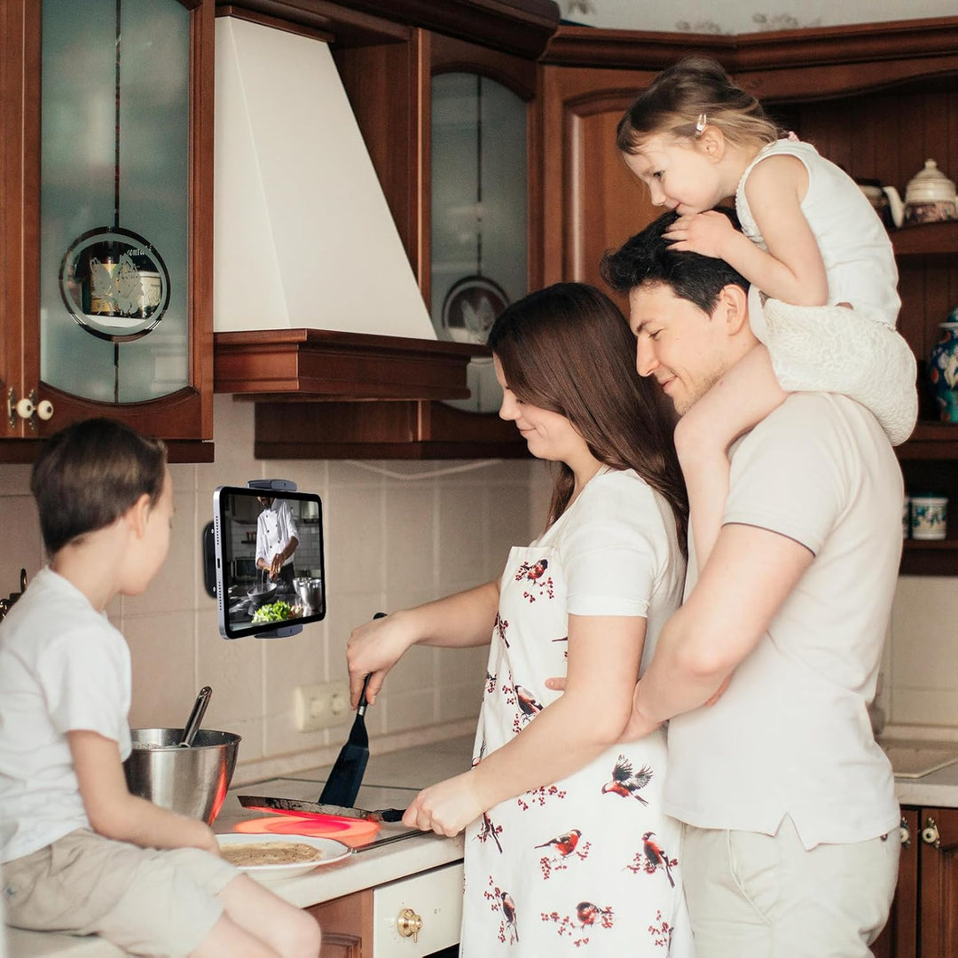 Lucrave Tablet Wandhalterung, iPad Wandhalterung aus Aluminium, 360° drehbare, verstellbare Wandhalt