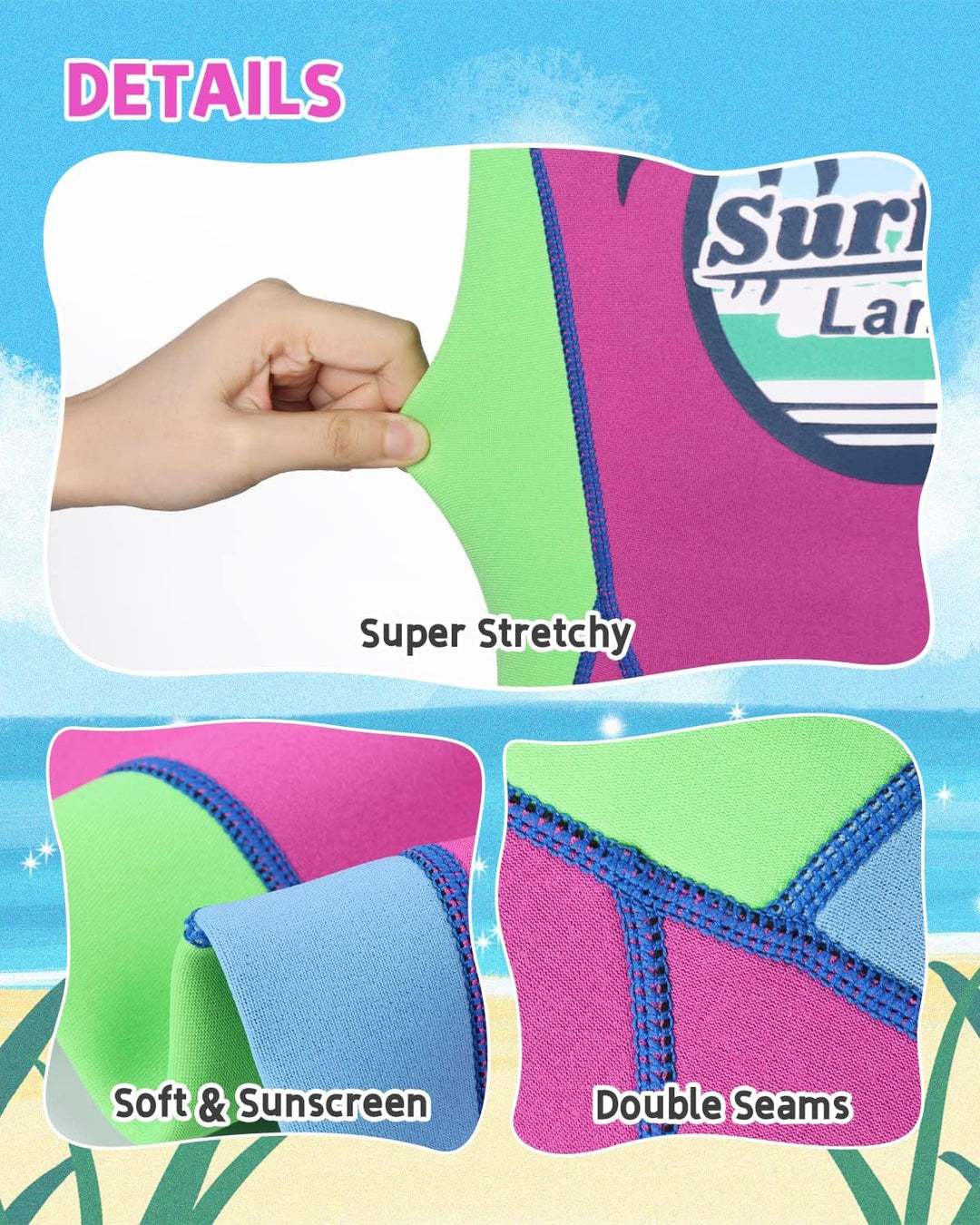 LANSRU Neoprenanzug Kinder Lang 2.5MM Neoprenanzug für Mädchen(25-30kg) Neopren Kinder Warmhalten UP