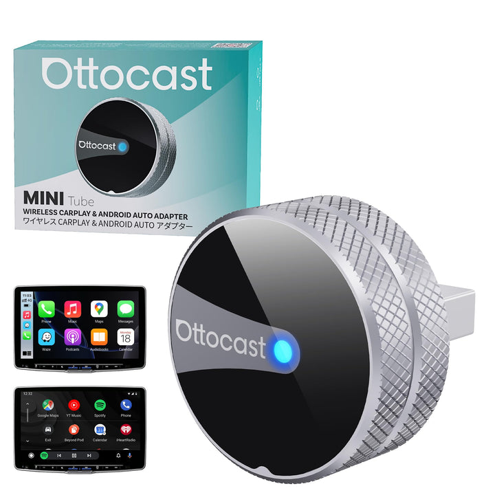 2026 Ottocast Mini Tube Wireless CarPlay & Android Auto Adapter, Kabelgebunden zu Kabellos, Plug & P