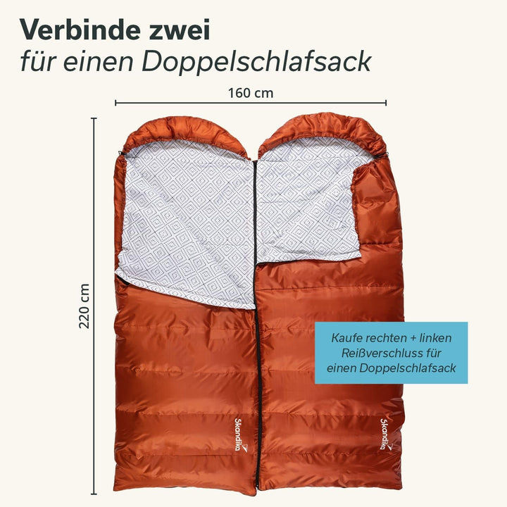 Skandika Deckenschlafsack Iceland Single | Schlafsack Outdoor für Erwachsene, 3 Jahreszeiten mit Bau