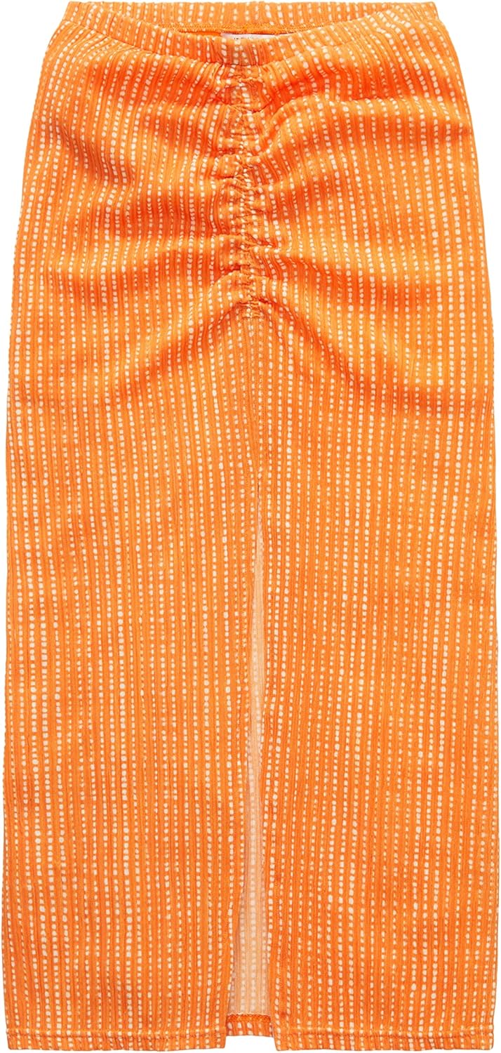 TOM TAILOR Denim Damen Rock mit Schlitz & Muster XS 31713 - Mango Batik Vichy Print, XS 31713 - Mang