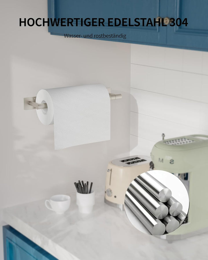 Küchenrollenhalter ohne Bohren mit Dämpfung, Doppelpfosten Küchenpapierhalter Wandmontage für Einhan