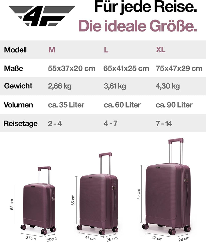 Leichter Hartschalen-Handgepäckkoffer M – 55×37×20 cm (35L), Kabinenkoffer mit TSA-Schloss, USB-Lade