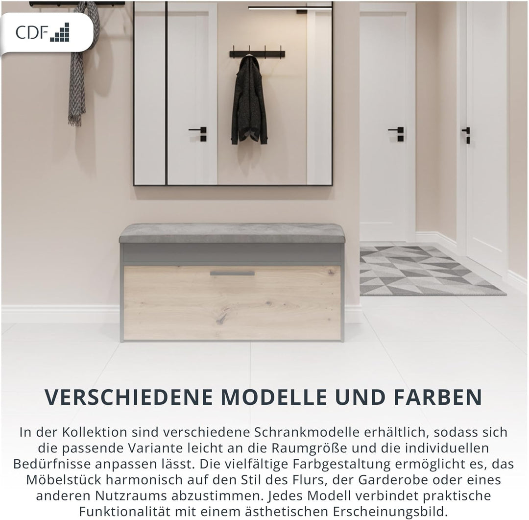 CDF Schuhschrank mit Sitzbank und Stauraum Flurbank Sitzkissen Schuhkommode Garderobenbank mit Kippt