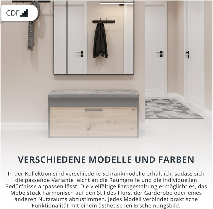 CDF Schuhschrank mit Sitzbank und Stauraum Flurbank Sitzkissen Schuhkommode Garderobenbank mit Kippt