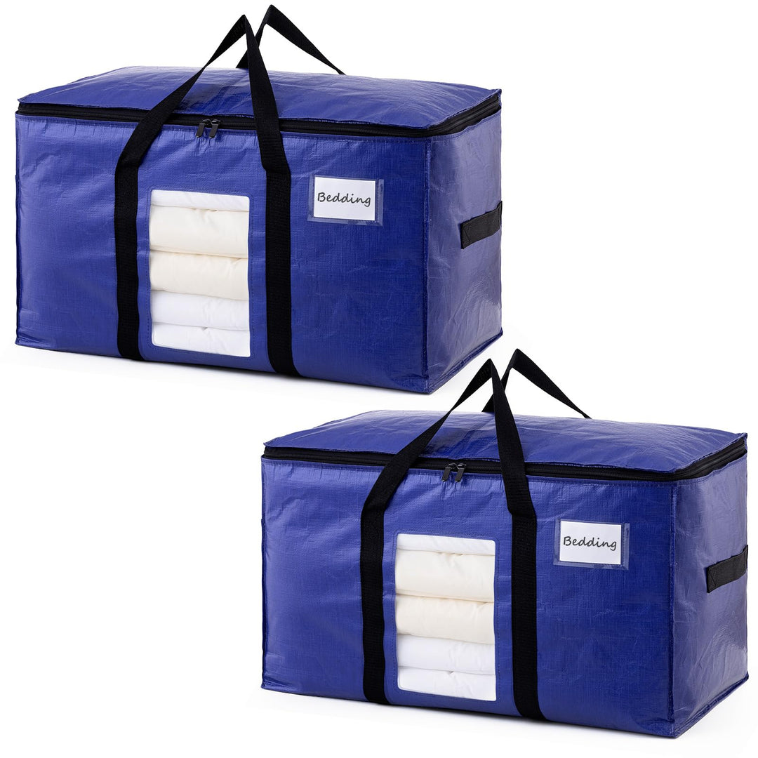 TAILI Umzugstasche mit Reissverschluss,2 PCS tiefblau Extra Grosse Aufbewahrungstasche mit Griffe &