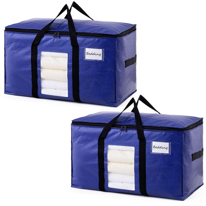 TAILI Umzugstasche mit Reissverschluss,2 PCS tiefblau Extra Grosse Aufbewahrungstasche mit Griffe &