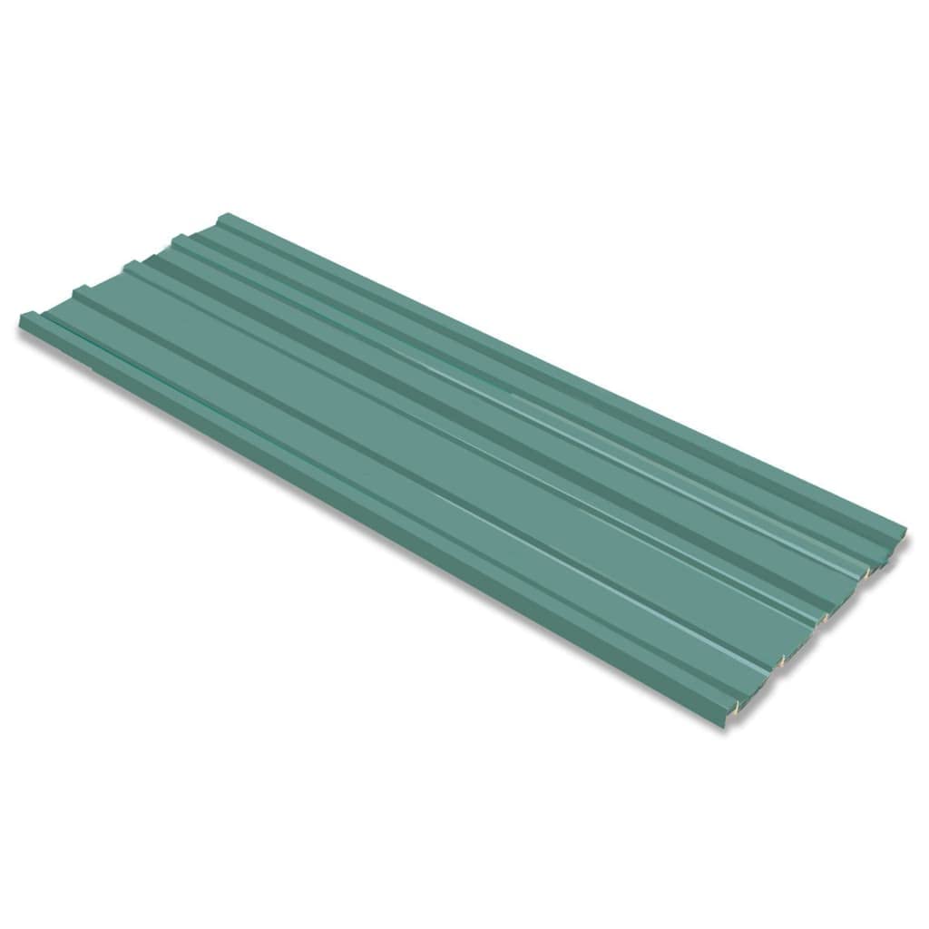 vidaXL Dachpaneele, 12 Stück, Stahl, pulverbeschichtet, Grün, 100 x 36 cm 12 Paneles - 129 x 45 cm G