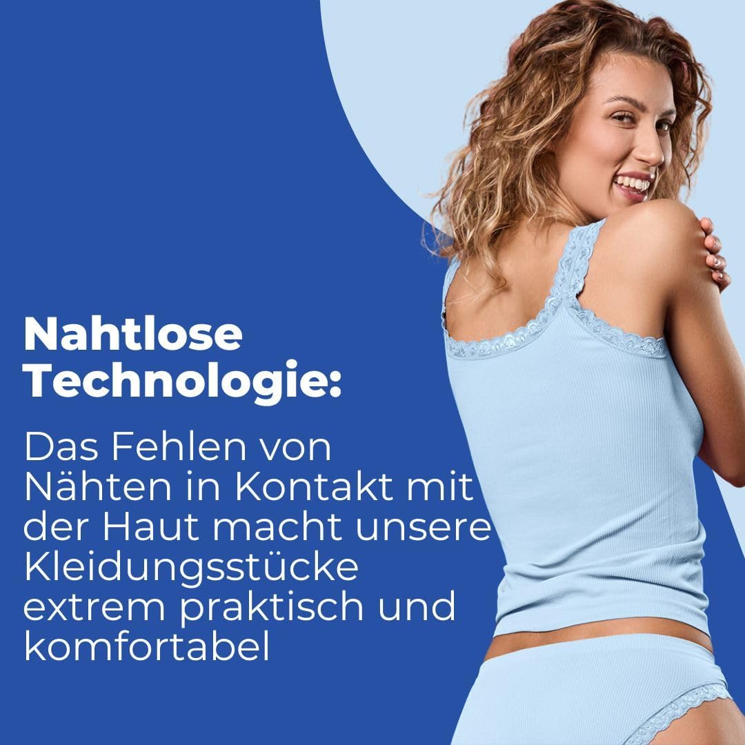 FOCENZA Tanktop mit Spitzenträgern, Nahtlose Technologie, Made in Italy S-M Light Blue – Bluette – A