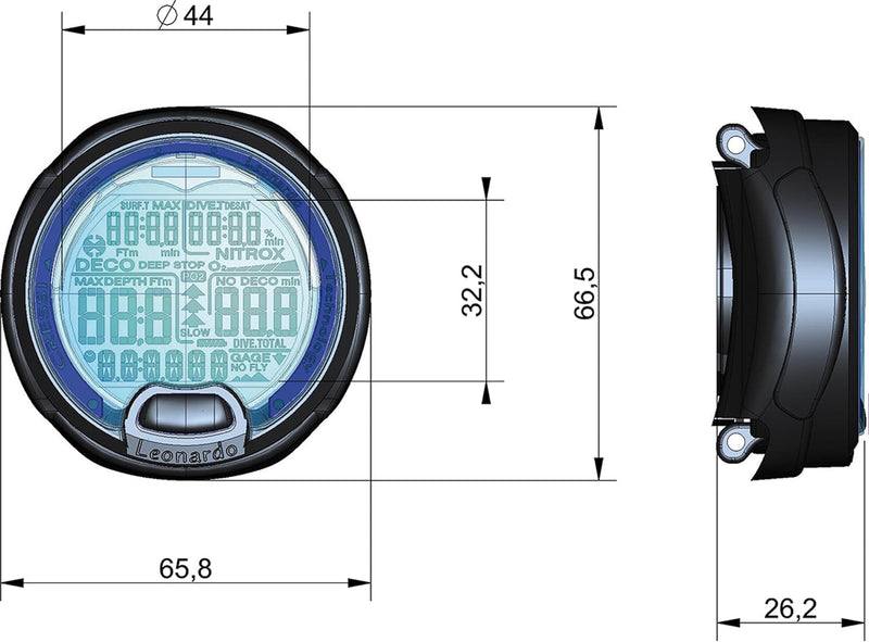 Cressi Leonardo - Premium Tauchcomputer Air / Nitrox und Tiefenmesser Modi - WEEE NR. DE 13961704 Sc