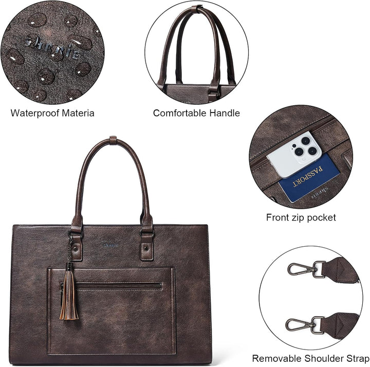 Shrrie Handtasche für Damen, Laptoptasche Aktentasche Arbeitstasche - Businesstasch für Business Bür