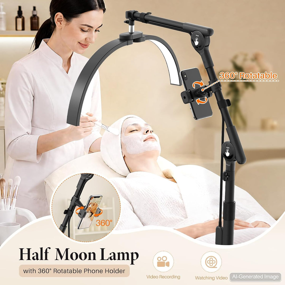 LED Halbmond Wimpern Lampe: 21in Faltbar Wimpernverlängerung Lampe mit 3 Dimmbaren Farben &amp; Drehbar