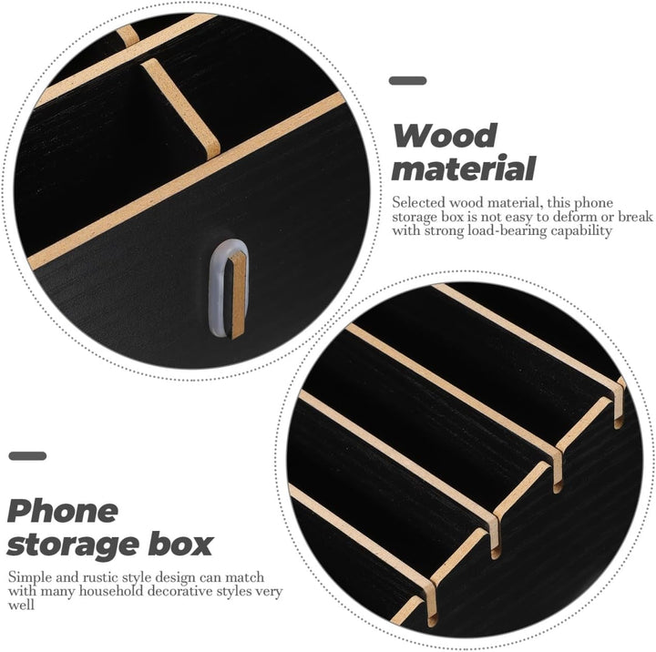 Operitacx Holz Handy Aufbewahrungsbox Mit 30 Fächern, Multi-Grid Handygarage Telefon Rechner Halter