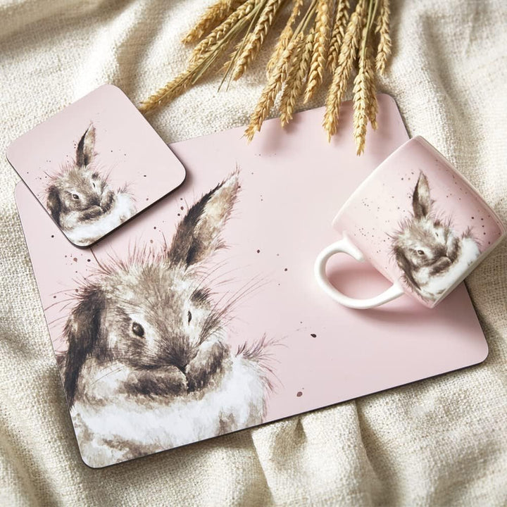 Wrendale Designs Platzdeckchen mit Kaninchen-Motiv, Rosa, 6 Stück
