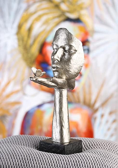 Casablanca Skulptur Figur Frau mit Schmetterling - Desire - antik-silberfarben - Höhe 34 cm - mit Sp
