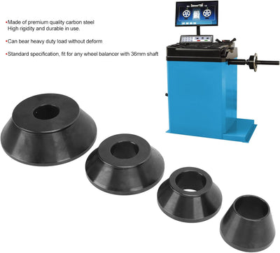 Fydun Auswuchtmaschine, 4 Stück Standard-Kegelkonus-Set Kohlenstoffstahl 36mm Reifenreparaturwerkzeu