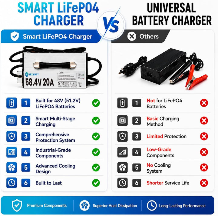 58.4V 20A LiFePO4 Ladegerät für 48 V (51.2 V) LiFePO4 Batterien Smart Batterieladegerät mit LCD/LED
