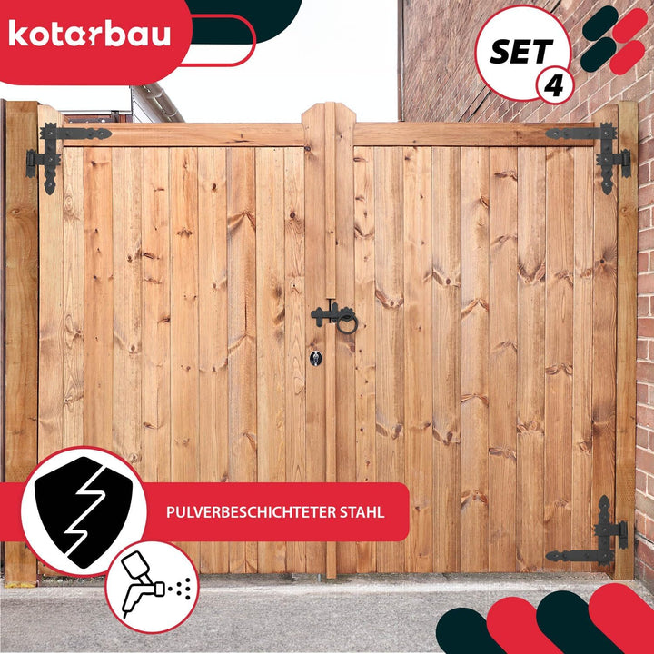 KOTARBAU® Winkelband 300 x 300 mm mit Kloben 2 Paar 4 tlg. Fensterladenband Winkelscharnier Türband