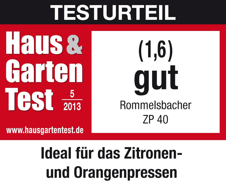 ROMMELSBACHER Zitruspresse ZP 40 – 1 Liter Saftbehälter, leiser Motor, Rechts-/Linkslauf, Einstellun