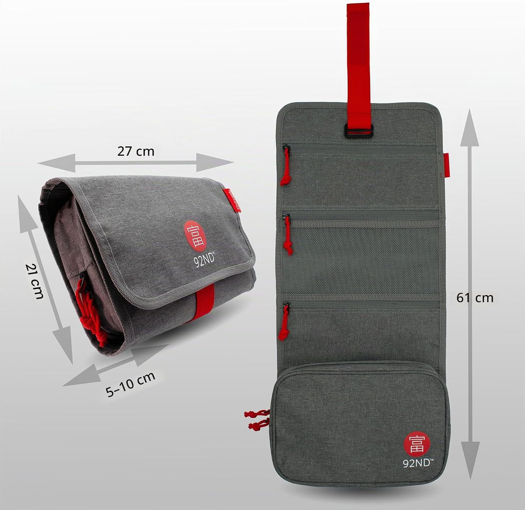 92ND.Supply Washroll – Hängekulturbeutel/Toilettentasche, wasserabweisend, 4 L, mit Haken &amp; abnehmba