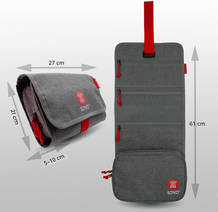 92ND.Supply Washroll – Hängekulturbeutel/Toilettentasche, wasserabweisend, 4 L, mit Haken &amp; abnehmba
