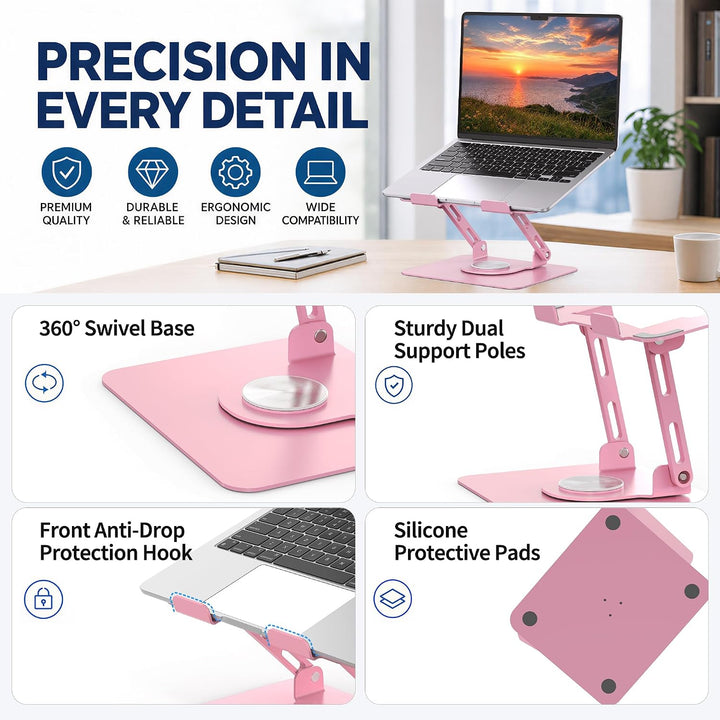 SOUNDANCE Laptopständer mit 360° drehbarer Basis, Ergonomische Computererhöhung für Schreibtisch, Ei