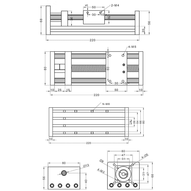 CNCMANS 100mm Effektiver Verfahrlänge Doppelter optischer Achsenführungs-Kugelumlaufspindel SFU1605