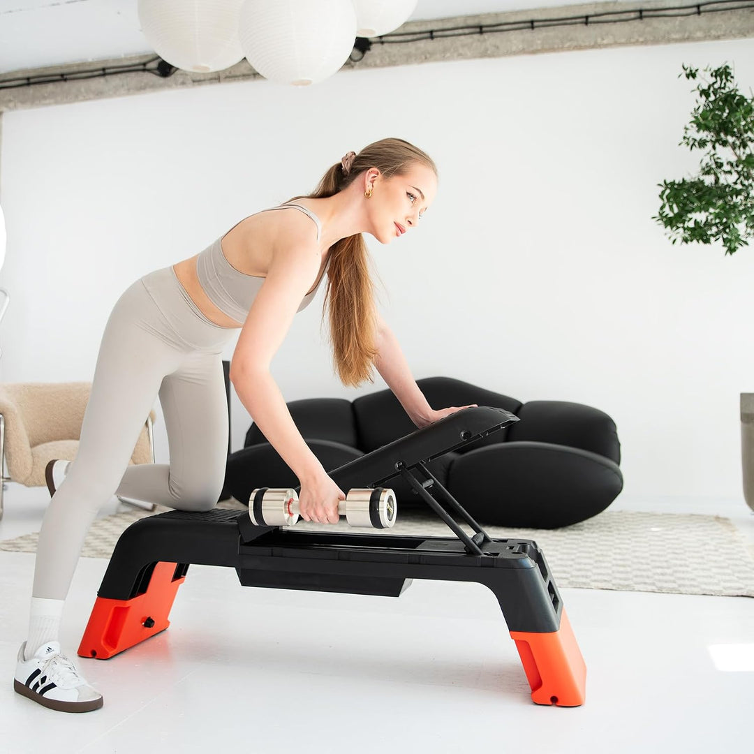 Verstellbare Fitness Step Pro - Schwarz/Orange