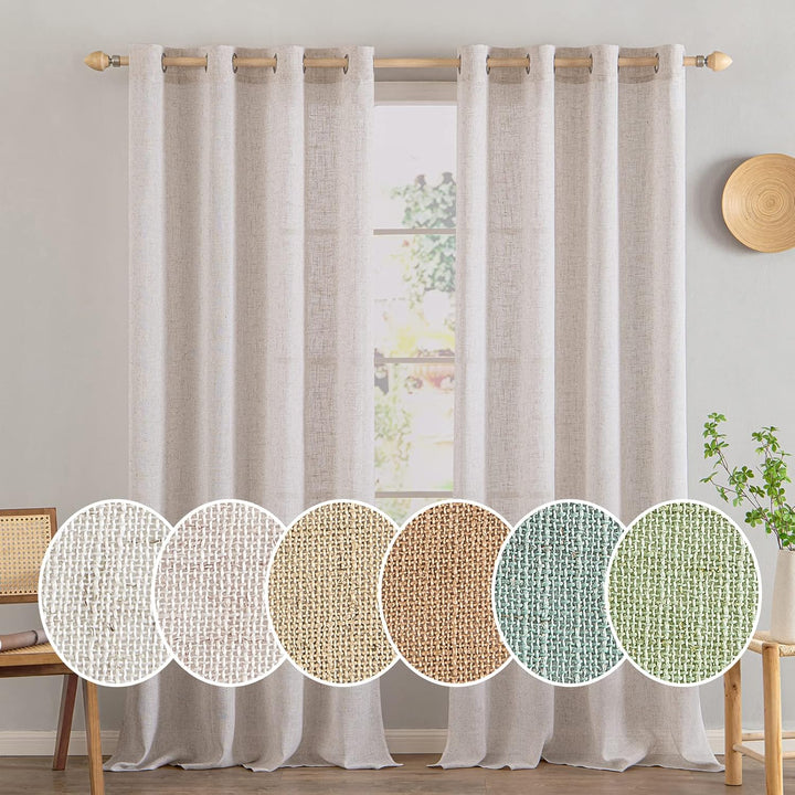 MIULEE Gardinen Vorhänge mit ösen Voile Vorhang Modern Leinenoptik Halbtransparent für Wohnzimmer Sc