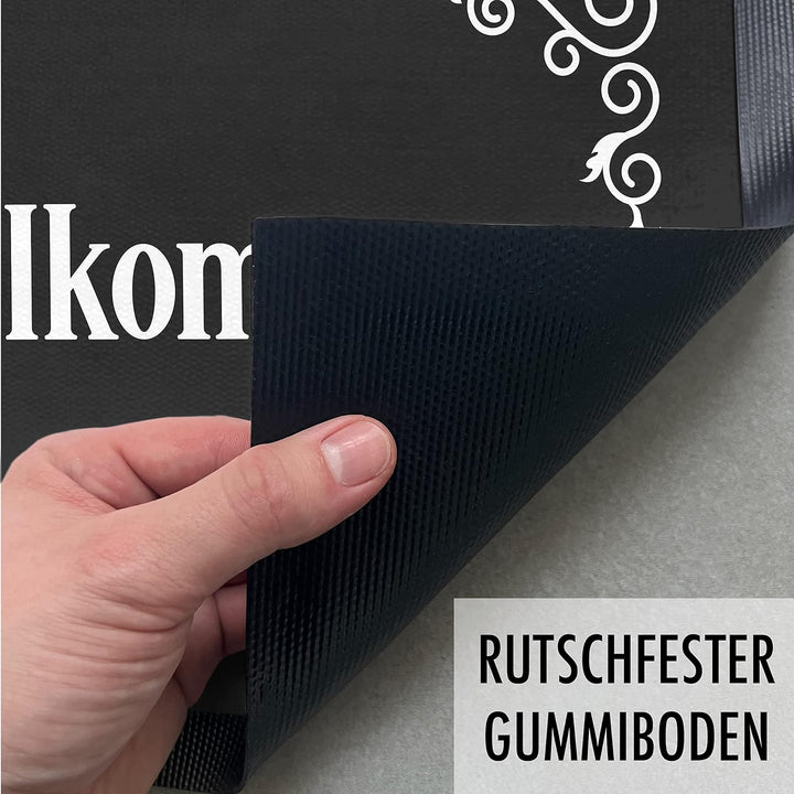 Trendation - Willkommen Fussmatte Grafik Schmutzfangmatte Geschenk Aussen Innenbereich 60x40 cm Wasc