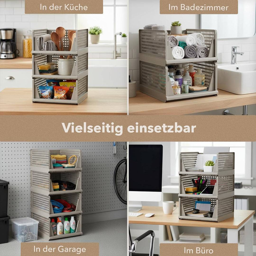 Schrank Organizer 3er Set (Faltbar & Stapelbar) – Kleiderschrank Organizer Boxen, platzsparende Aufb