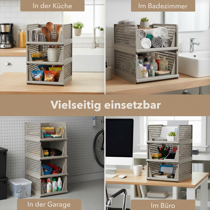 Schrank Organizer 3er Set (Faltbar & Stapelbar) – Kleiderschrank Organizer Boxen, platzsparende Aufb