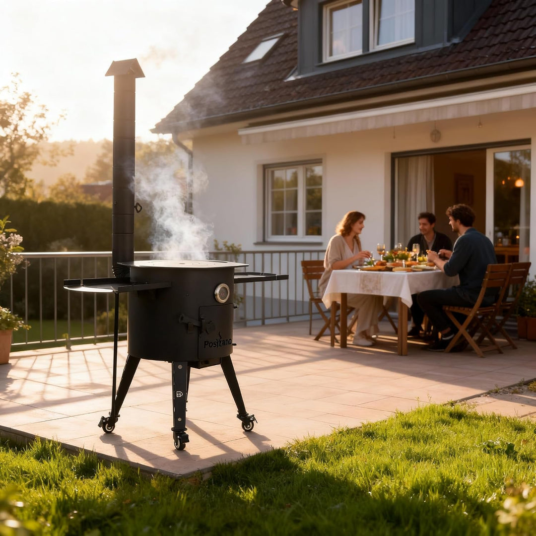 Utschak Feuerofen Ø 44 cm für Kazan Wok 16L | Uchag mit Adapter-Ringe Eckig Griffen, Ablagetisch | У