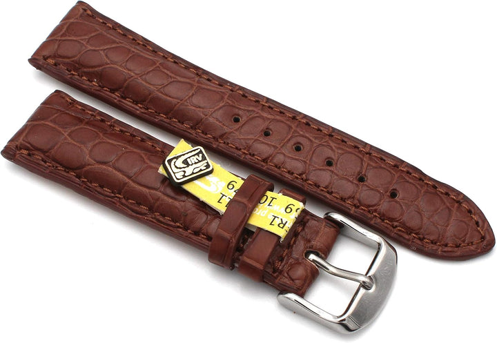 20mm XS Damenlänge Echt Alligator Vintage hangemacht in Deutschland Uhrenarmband Braun