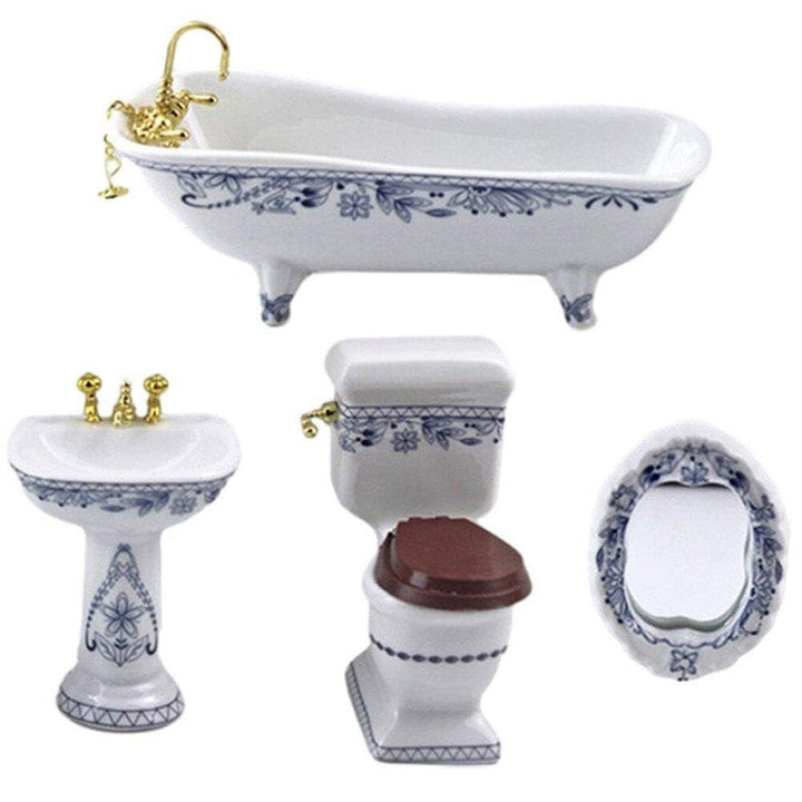1/12 Puppenhaus-möbel-Badezimmer-Set, Miniatur-puppenhaus-möbel, Spielzeug, Badezimmer-zubehör Für D