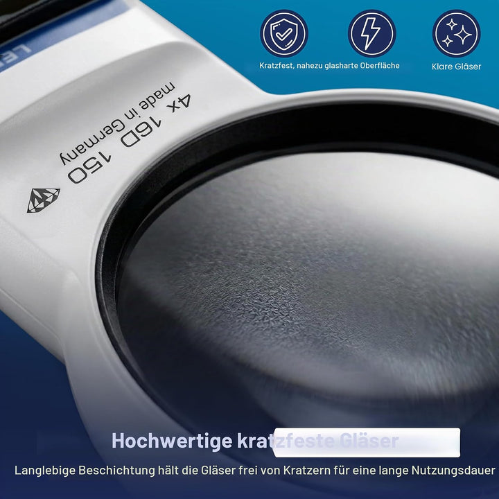 Eschenbach Optik Lupe Handlupe mit LED-Beleuchtung mobiluxLED Vergrösserung: 4x Linsengrösse: (Ø) 60