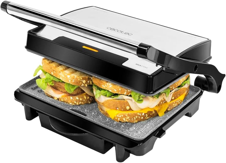 Cecotec Rock'nGrill 1500 Rapid Elektrogrill. RockStone-Steinverkleidung, höhenverstellbare Deckplatt