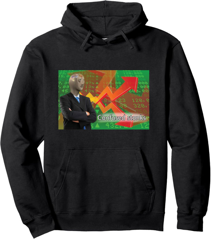 Confused Stonks Meme Man Pullover Hoodie