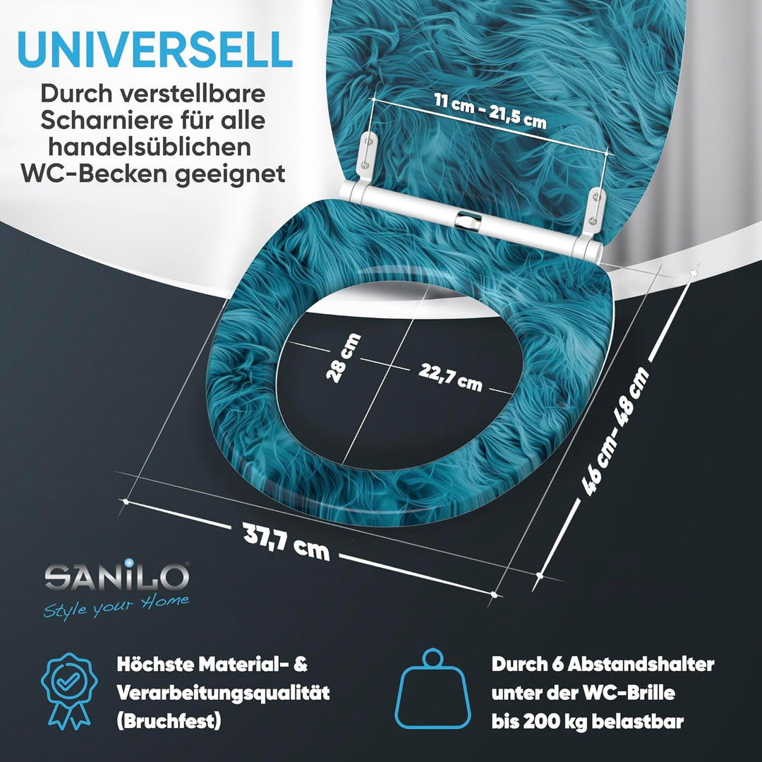 Sanilo WC Sitz mit Absenkautomatik & Schnellverschluss, Toilettendeckel per Knopfdruck abnehmbar, ei