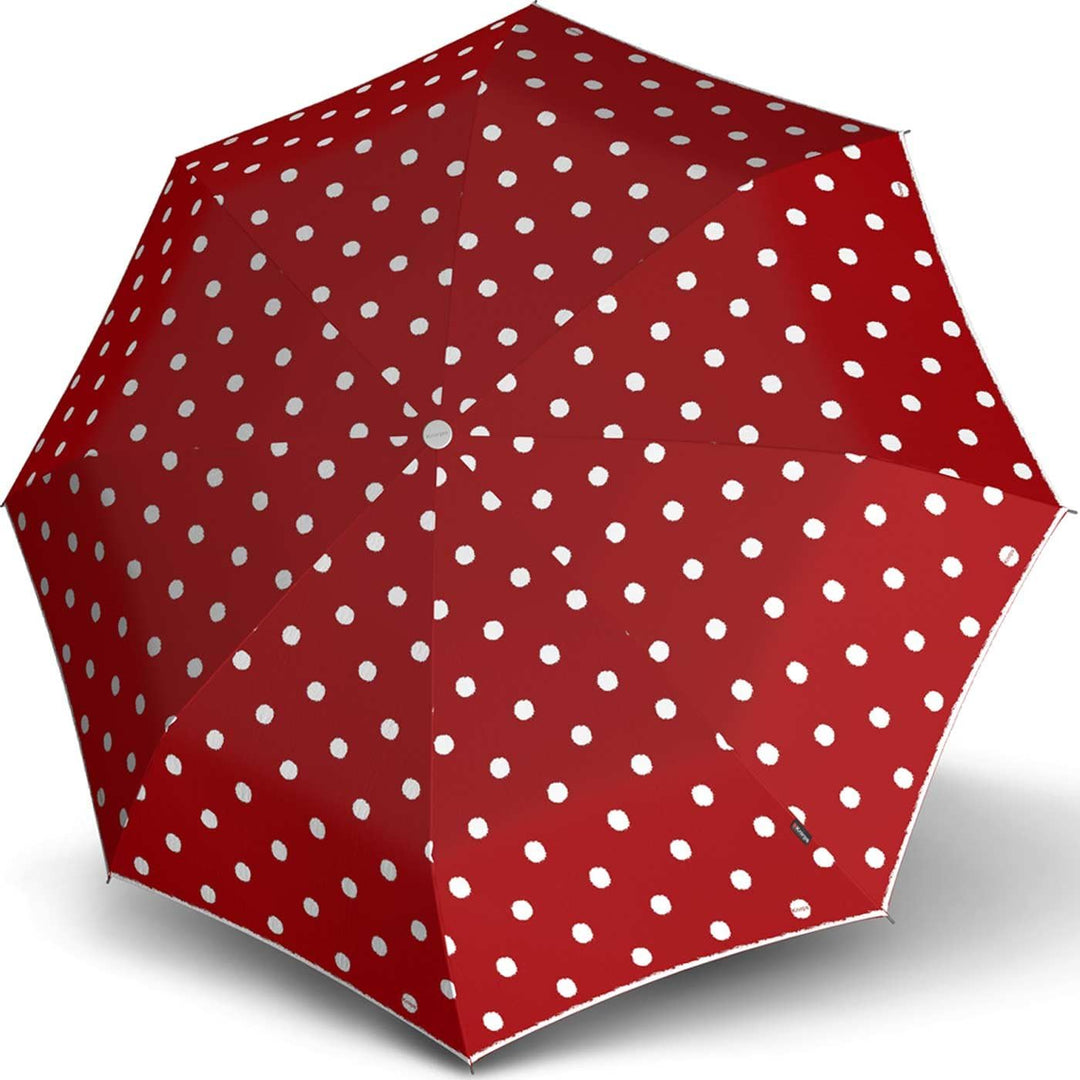 Knirps T.200 Taschenschirm Duomatic DOT Art Rot - inkl. Futteral im Schirmdesign - Hochqualitative V