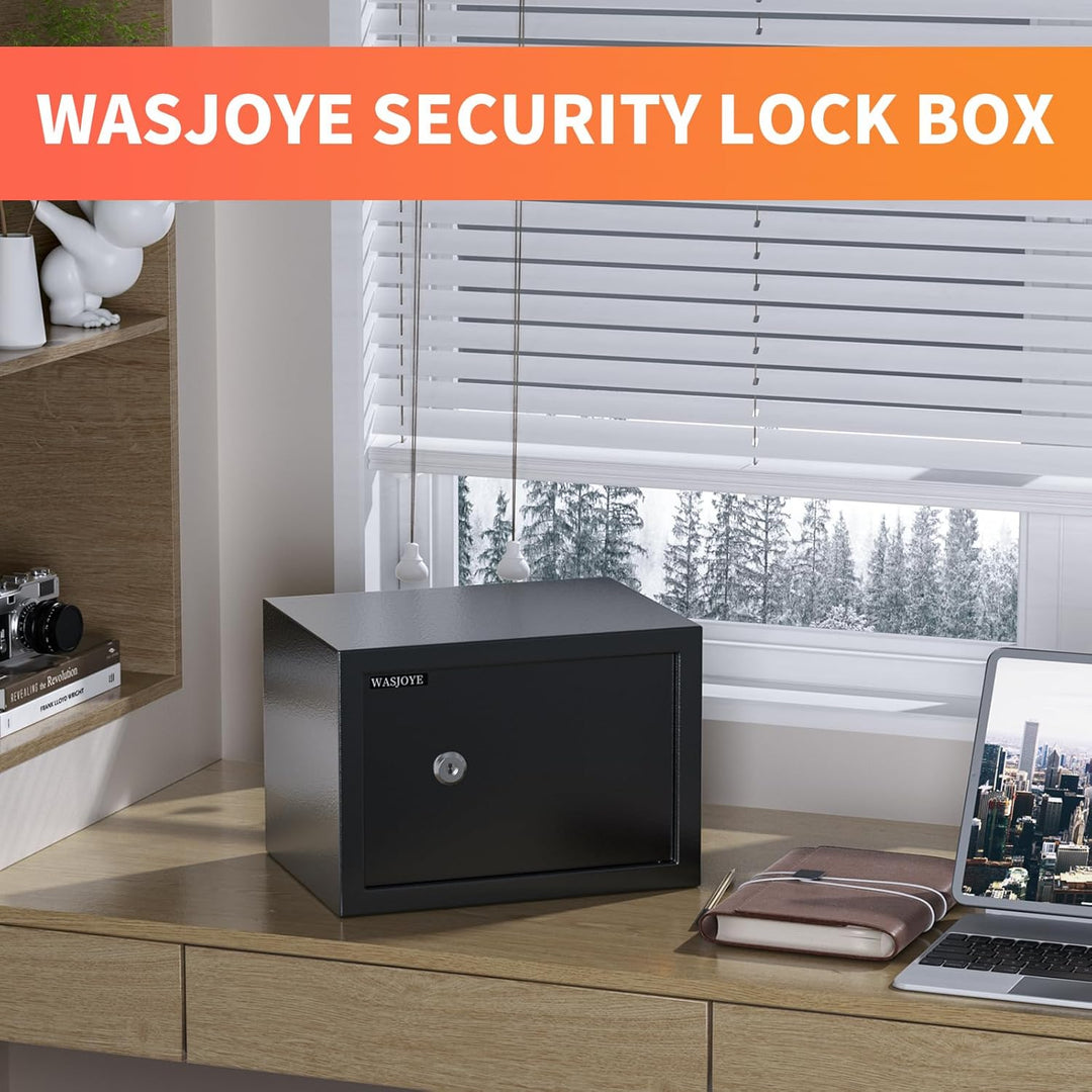 Safe Tresor mit Schlüssel, WASJOYE Möbeltresor mit Schlüssel-Schloss für Zuhause/Büro, 16L Wandtreso