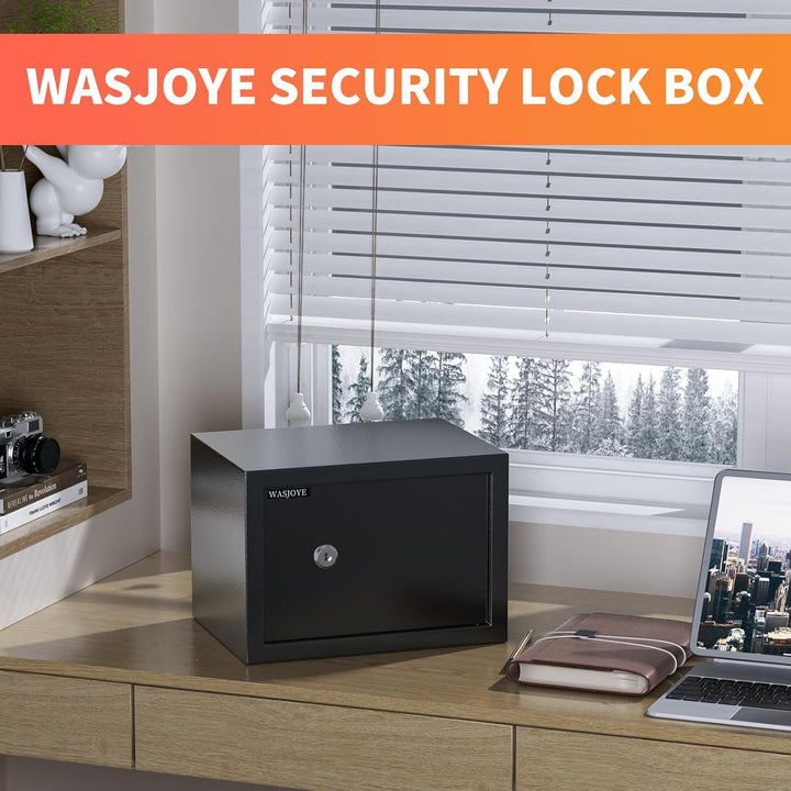 Safe Tresor mit Schlüssel, WASJOYE Möbeltresor mit Schlüssel-Schloss für Zuhause/Büro, 16L Wandtreso