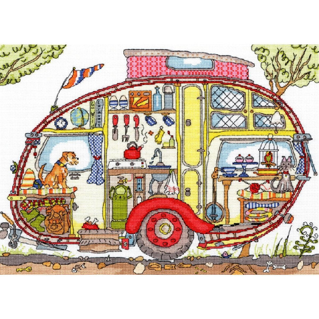 Bothy Threads Kreuzstich-Set "Oldtimer Wohnwagen", 36x26cm, XCT21, Zählmuster