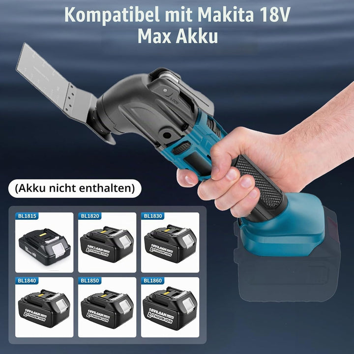 Akku-Multifunktionswerkzeug für Makita Akku 18V Li-Ion – Oszillationswerkzeug mit 23 Zubehör,6 Einst