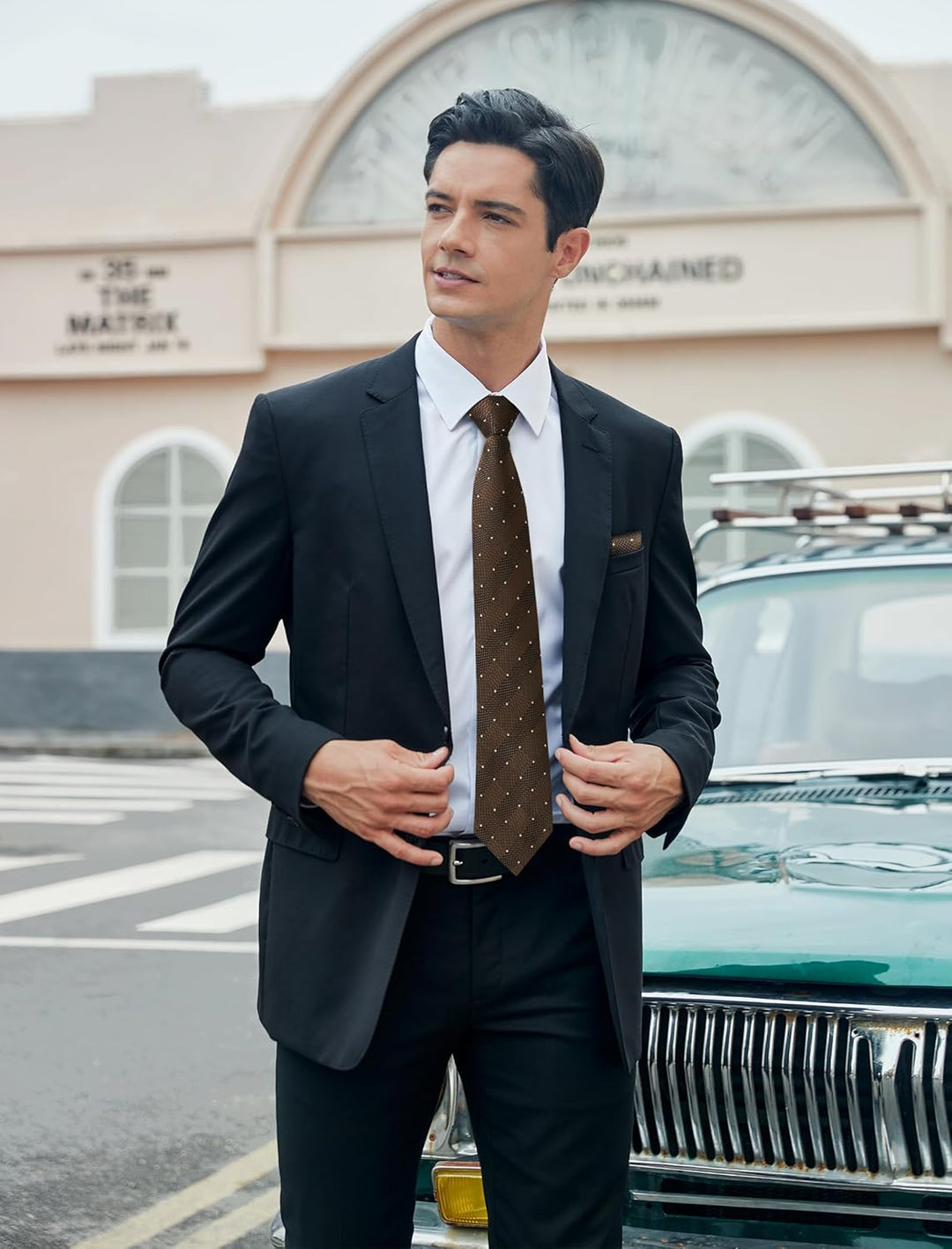 HISDERN Los 3 Stck Herren Krawatte Klassisch Elegante Krawatten und Einstecktuch Seidenkrawatte Set