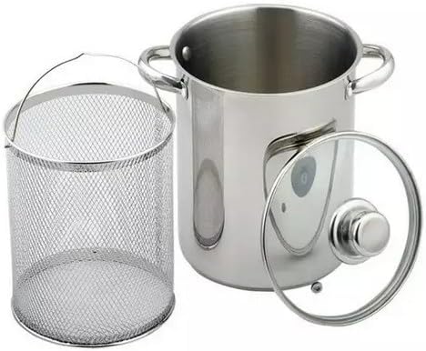 Luckyberg Spargeltopf hoch mit Glasdeckel 16cm, Spargeltopf Induktion, Dampfgarer 4,2l, Cromargan Ed